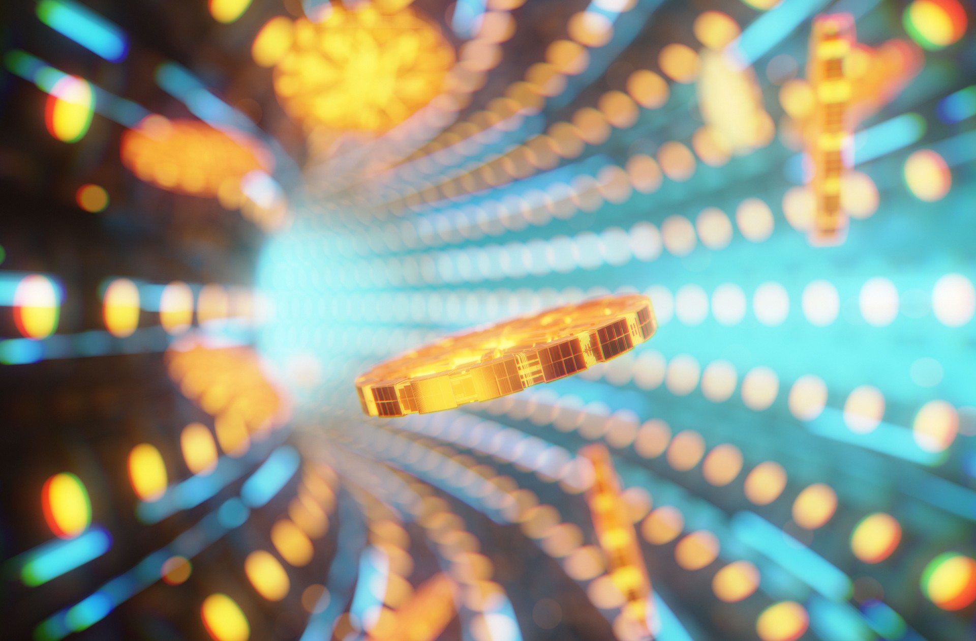 Trading NFTs on the blockchain conceptual 3D image